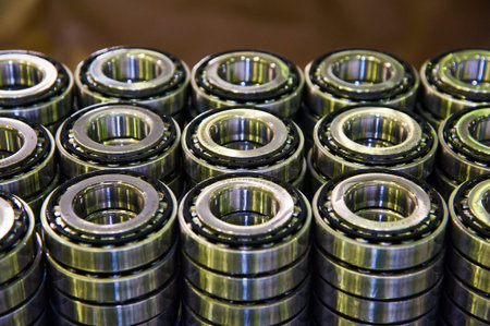 Production of bearings. Steel factory production line of the machine