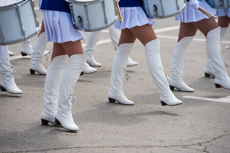 Soldiers in dress uniform marching in the paradeの写真素材