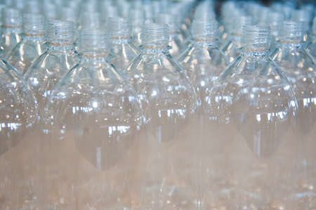 Filling line of plastic bottles, chemical industryの写真素材