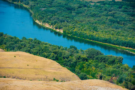 Aerial view of forest during a summer dayの写真素材