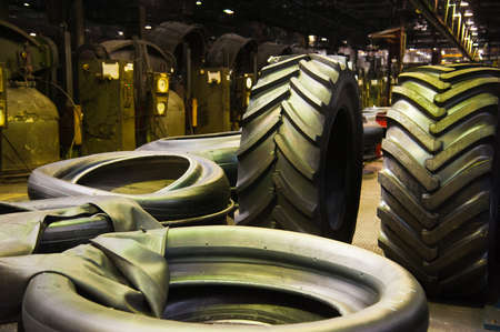 Manufacture of tires. Tire production machine conveyorの写真素材