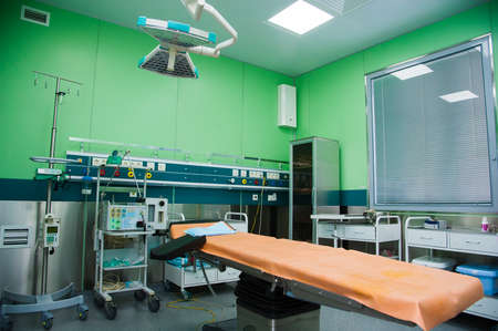 Rehabilitation room with equipment. Resuscitation chamber in municipal hospitalの写真素材