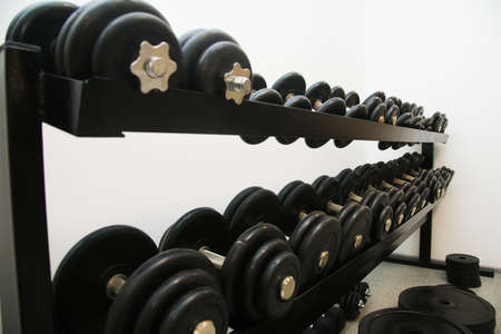 Interior of new modern gym with equipmentの写真素材