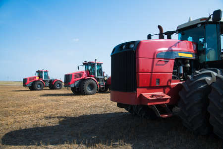 Tractor during plowing. Agricultural tillage in springの写真素材