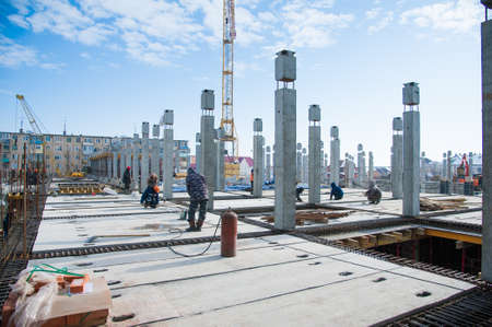 Multi-storey building. Construction of multi-storey residential buildingの写真素材