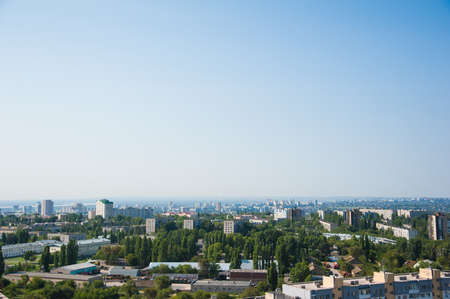Brand new apartment building against the blue summer skyの写真素材