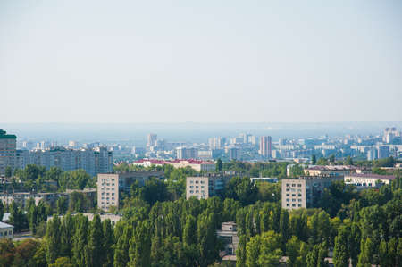 Brand new apartment building against the blue summer skyの写真素材