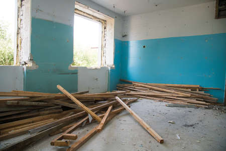 Inside an old residential building during renovation and reconstruction. Constructionの写真素材