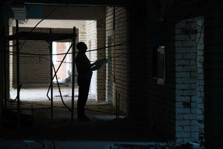 Inside an old residential building during renovation and reconstruction. Constructionの写真素材