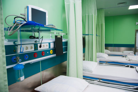 Rehabilitation room with equipment. Resuscitation chamber in municipal hospital