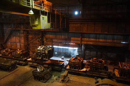Metal structures and buildings of the old metallurgical plant inside and outsideの写真素材