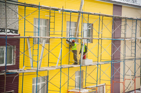 Multi-storey building. Construction of multi-storey residential buildingの写真素材