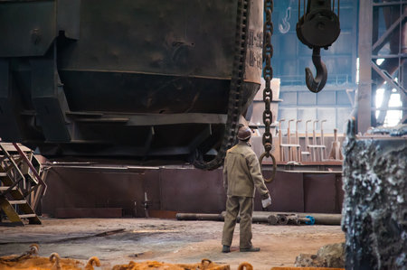Metal structures and buildings of the old metallurgical plant inside and outsideの写真素材