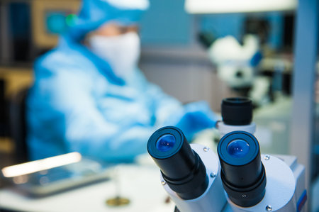 Interior of modern research laboratory. People at work in the scientific laboratoryの写真素材