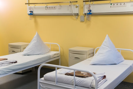 Rehabilitation department of infectious diseases hospital, ready to receive patients with COVID-19, pneumonia or other infectious diseasesの写真素材