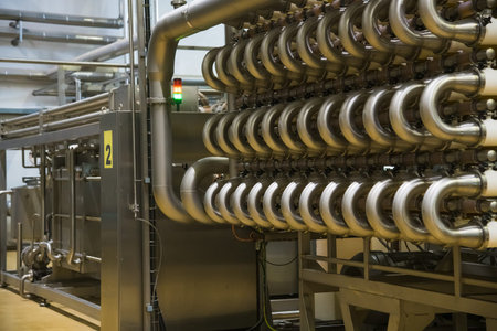 Plant for the production of juices. Production Line. Juice strainer and pasteurization coil.
