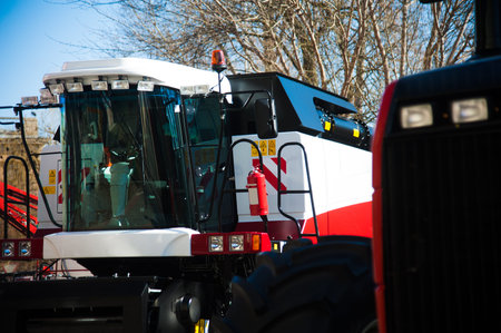 Farm machinery on a farm in the winter