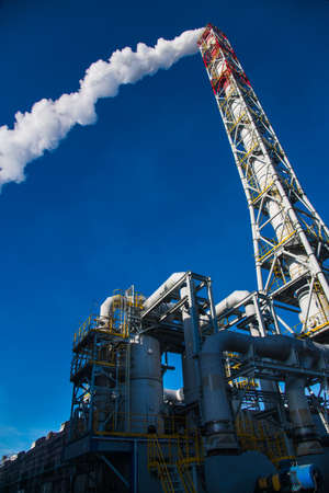 Pipes of an industrial enterprise against the sky. Heavy industryの写真素材
