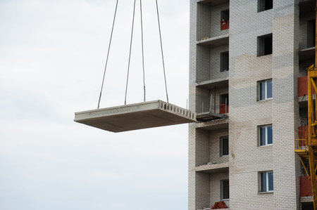 Multi-storey building. Construction of multi-storey residential buildingの写真素材