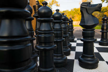 In the chess club you can see even such large chess setsの写真素材