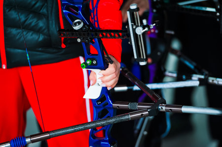 Archery. Archer exercise with the bow. Sport, recreation conceptの写真素材