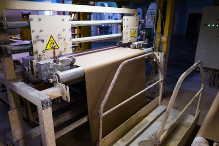 Industrial line for the production of gypsum board for construction. Plant for the production of construction and finishing materialsの写真素材