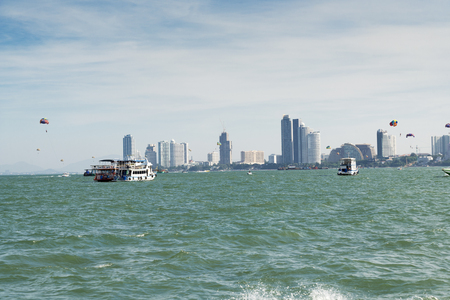 The ships sailing in Pattaya.の写真素材