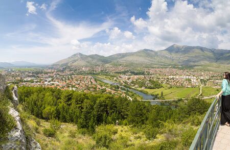 A small town near the mountains.の写真素材