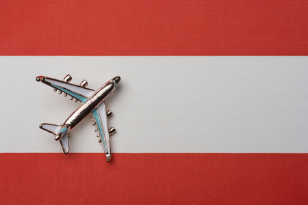 The plane over the flag of Austriaの写真素材
