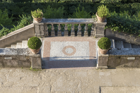 Stairs to Villa d'este in Tivoli, the view from the top.のeditorial素材