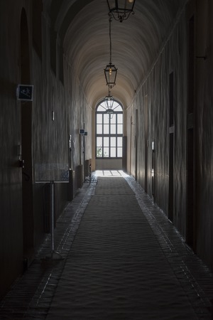 A long corridor in the Villa d'este building.のeditorial素材