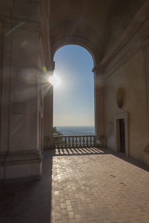 The balcony in the shade, Villa d'este Tivoli, Italyのeditorial素材