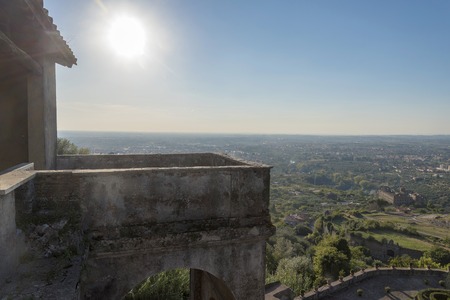 The balcony in the shade, Villa d'este, in Tivoli.の写真素材