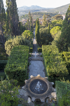 The Bicchierone fountain, an iconic place in Villa D'este, Tivoli, Italy.のeditorial素材