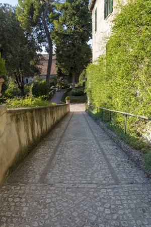 Paths on Villa D'este on a Sunny summer day.のeditorial素材