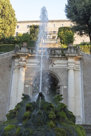 Fountain at Villa D'este in Tivoli on a Sunny summer day.のeditorial素材