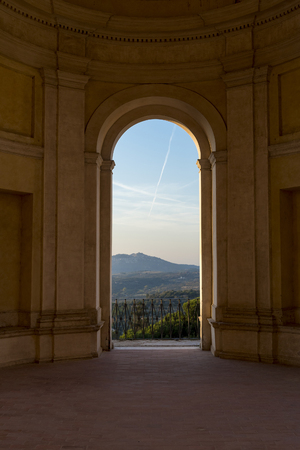 The balcony in the shade  in Villa d'este Tivoli, Italyのeditorial素材