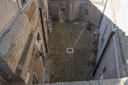 Courtyard of the house in Rome top view.のeditorial素材