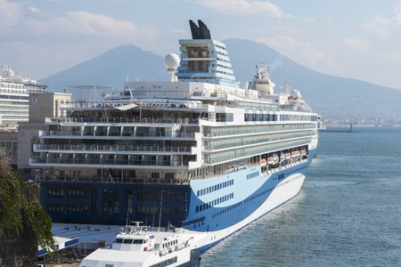 Liner in the port of Naples on a Sunny day.のeditorial素材