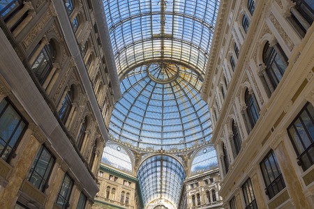 Umberto I gallery in Naples, Italy on a Sunny day.のeditorial素材