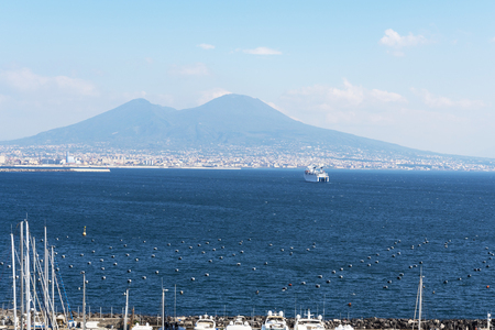 Huge cruise ship on the sea near Naples, Italy.の写真素材