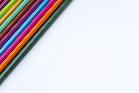 Colored pencils on a white backgroundの写真素材