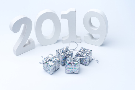 Concept photo of 2019 on a white background.の写真素材