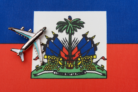 Airplane over Haiti flagの写真素材