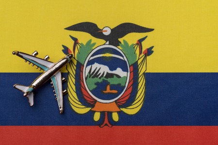 Airplane over Ecuador flagの写真素材