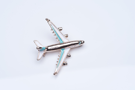 Toy airplane model on white background.の写真素材