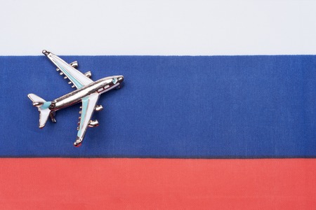 Flag of Russia and the plane.の写真素材