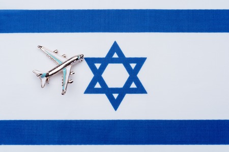 Flag of Israel and the plane.の写真素材