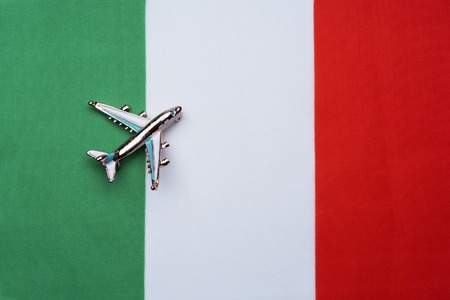 Flag of Italy and the plane.の写真素材
