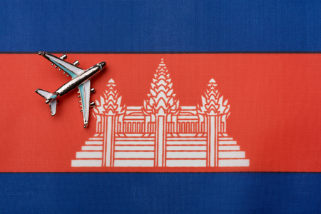 Plane over Cambodia flagの写真素材